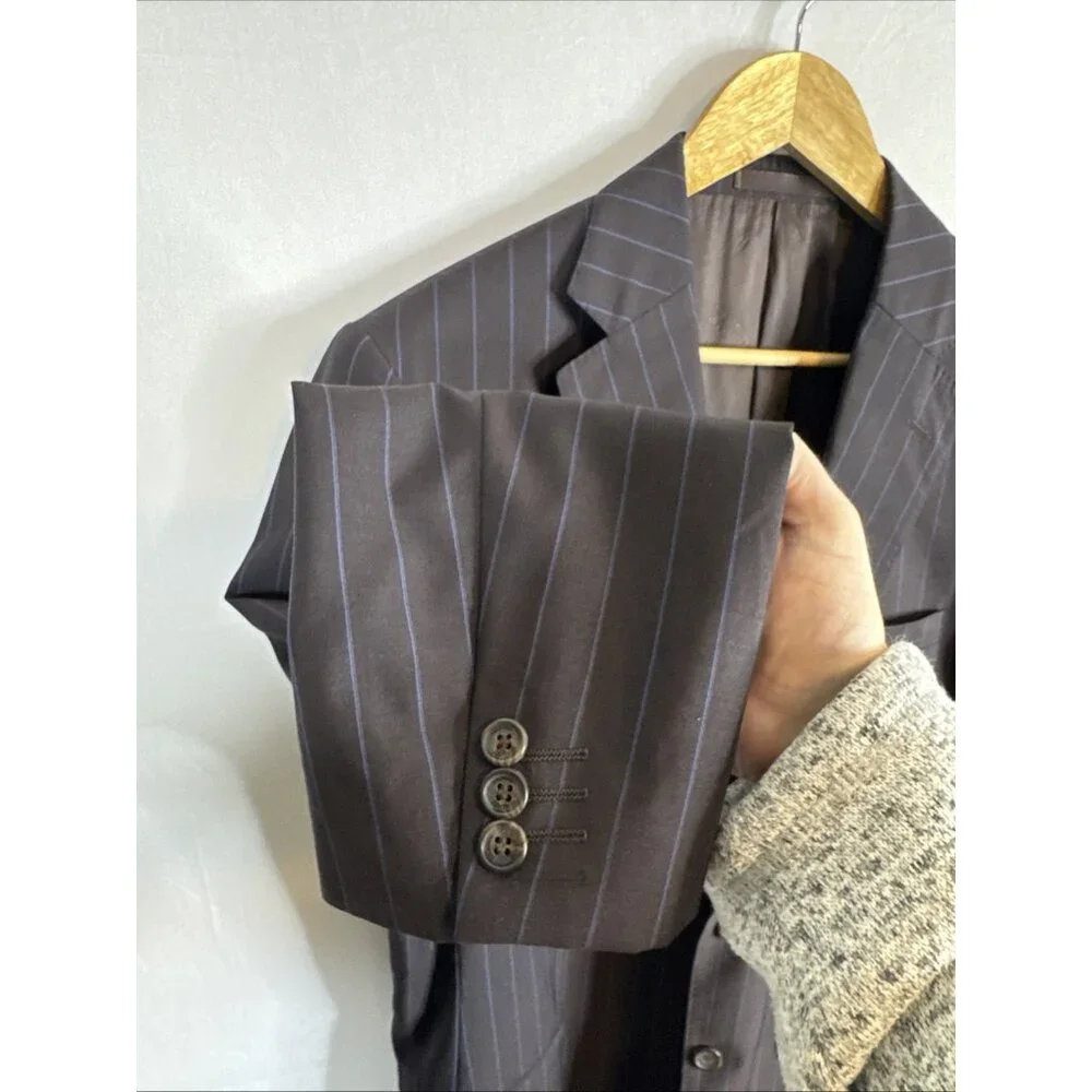 Versace Wool Pinstripe Blazer Sport Coat Mens 42R Designer Luxury Tailored‎